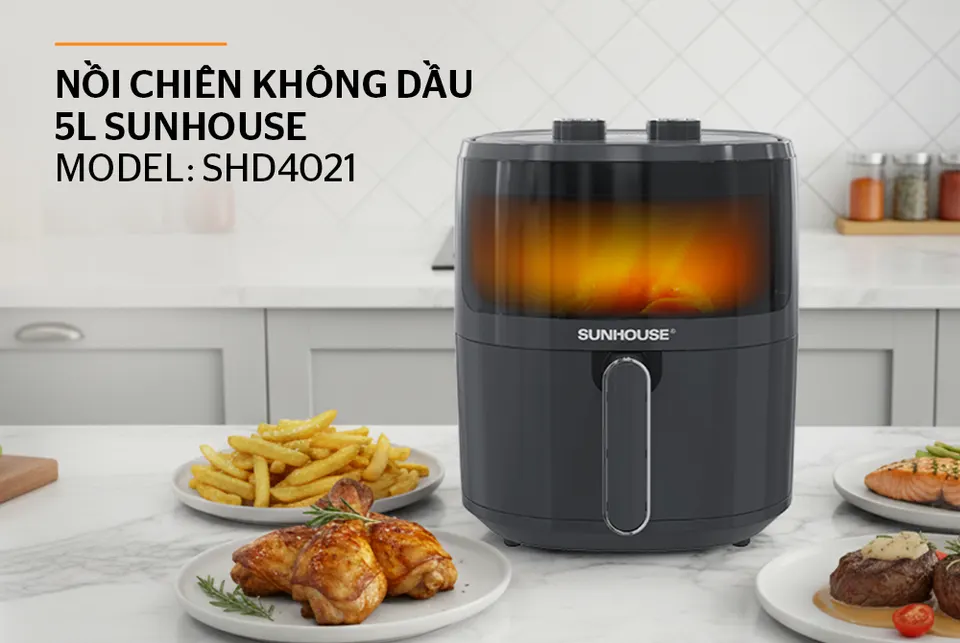 Nồi chiên không dầu 5L SUNHOUSE SHD4021