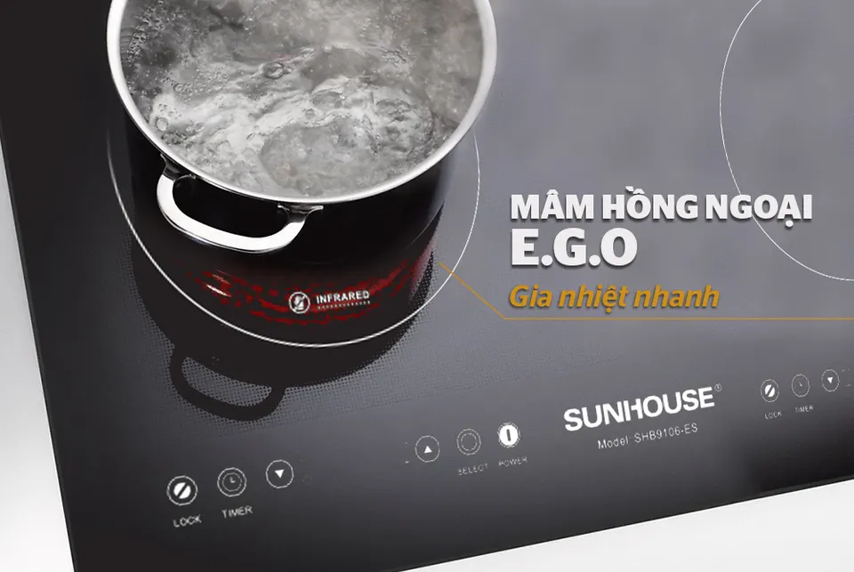 Bếp đôi điện từ hồng ngoại SUNHOUSE SHB9106-ES