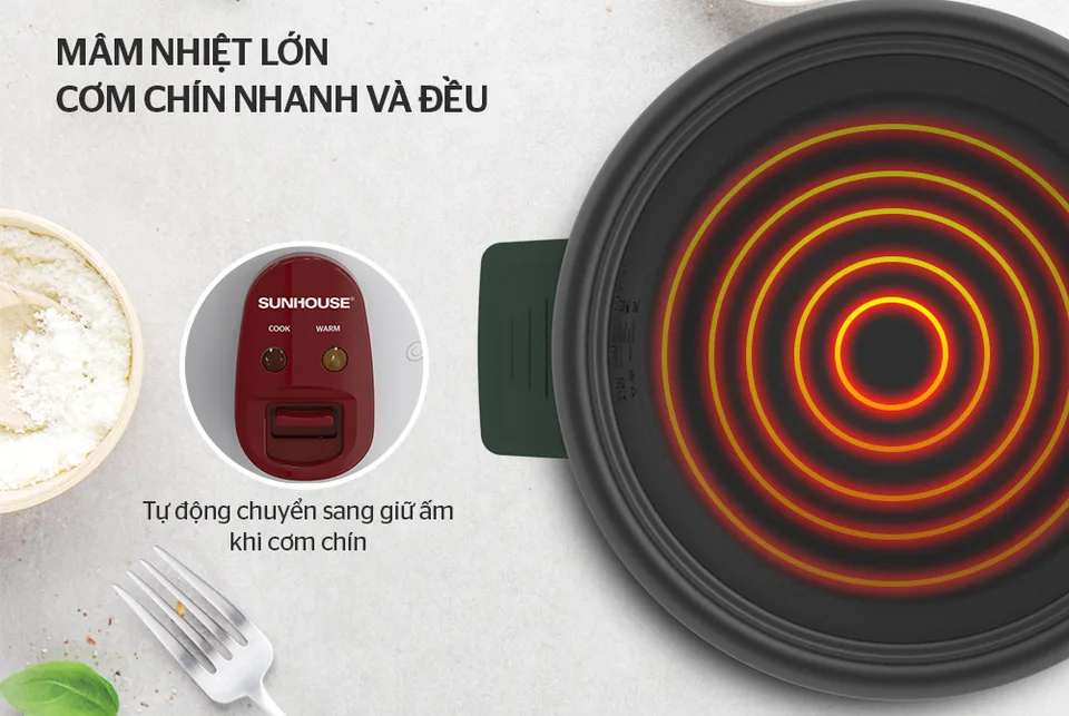 Nồi cơm điện nắp ri 1.2l SUNHOUSE SHD8106 11