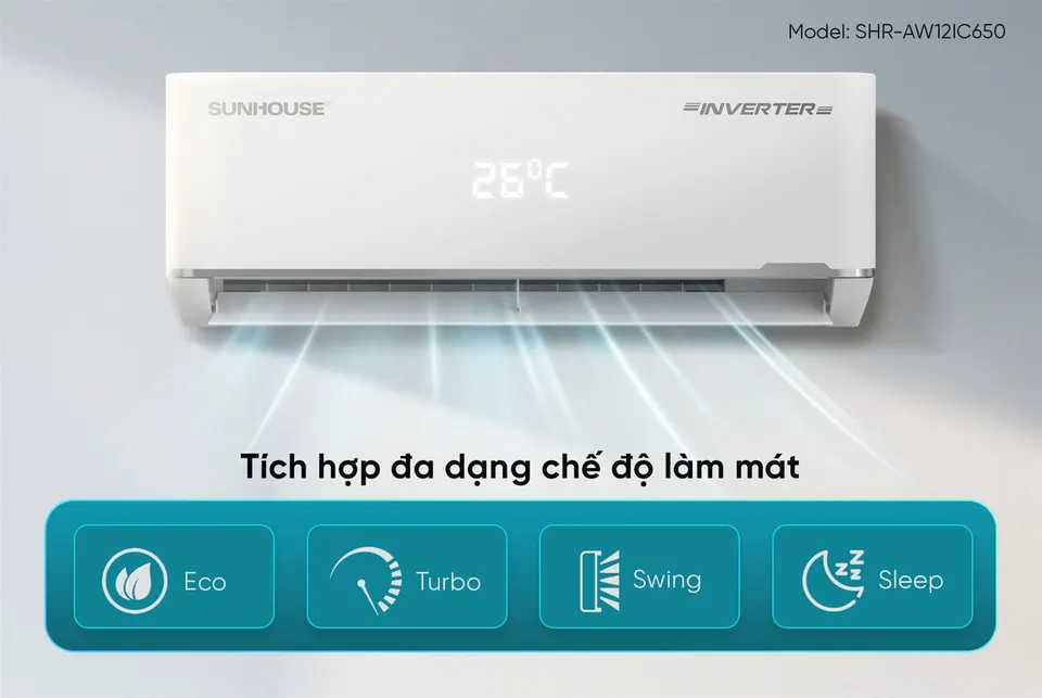 Điều hòa không khí một chiều INVERTER 12000BTU SUNHOUSE SHR-AW12IC650