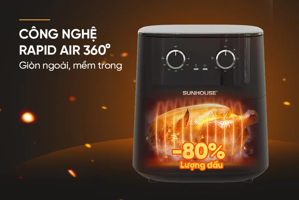 Nồi chiên khng dầu 8L SUNHOUSE SHD4034