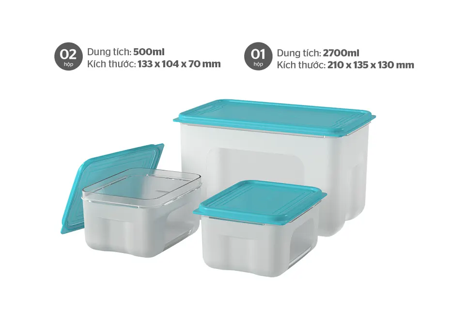 Bộ 3 hộp bảo quản thực phẩm BIOZONE KB-ST3P01