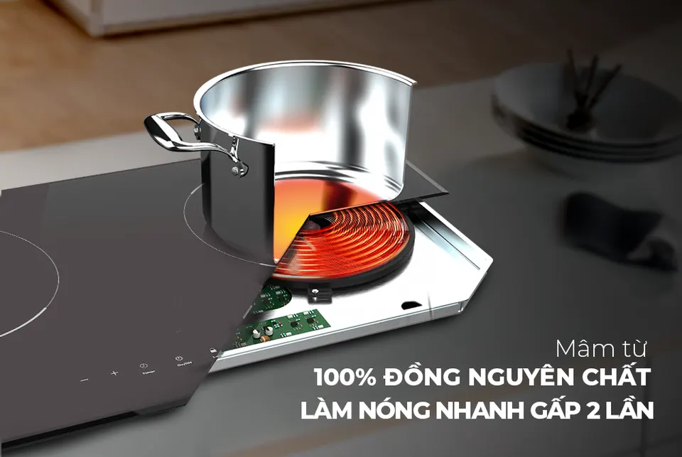 Bếp đôi điện từ SUNHOUSE SHB DI-68BN