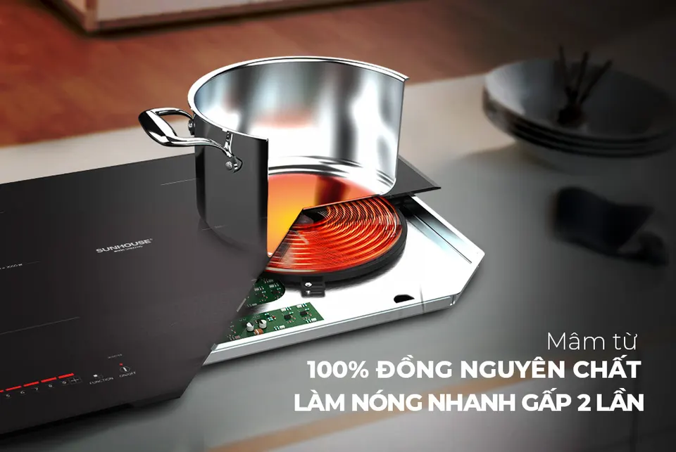 Bếp đôi điện từ SUNHOUSE SHB23-HG