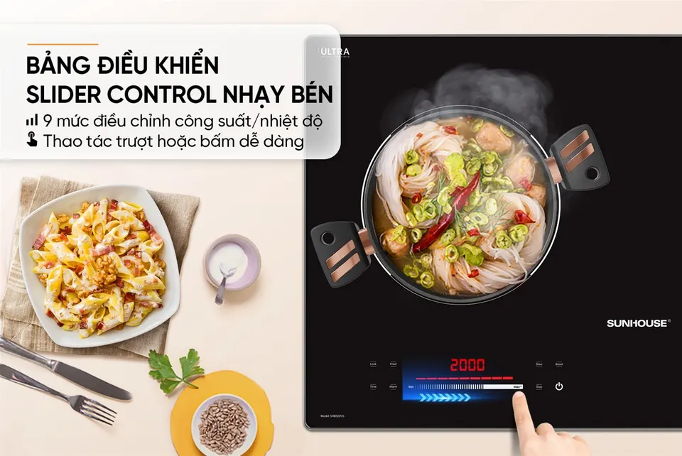 Bếp đôi điện từ SUNHOUSE SHB502CS