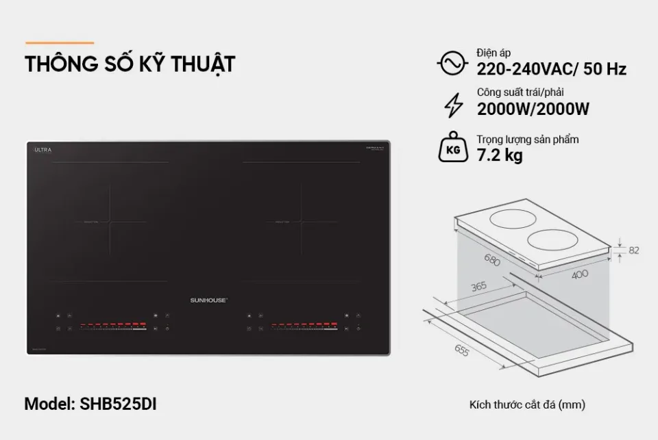 Bếp đôi điện từ SUNHOUSE SHB525DI 9