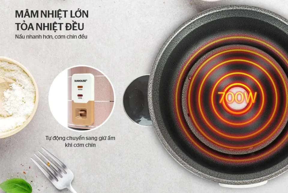 Nồi cơm điện nắp rời 1.8l SUNHOUSE SHD8125 5