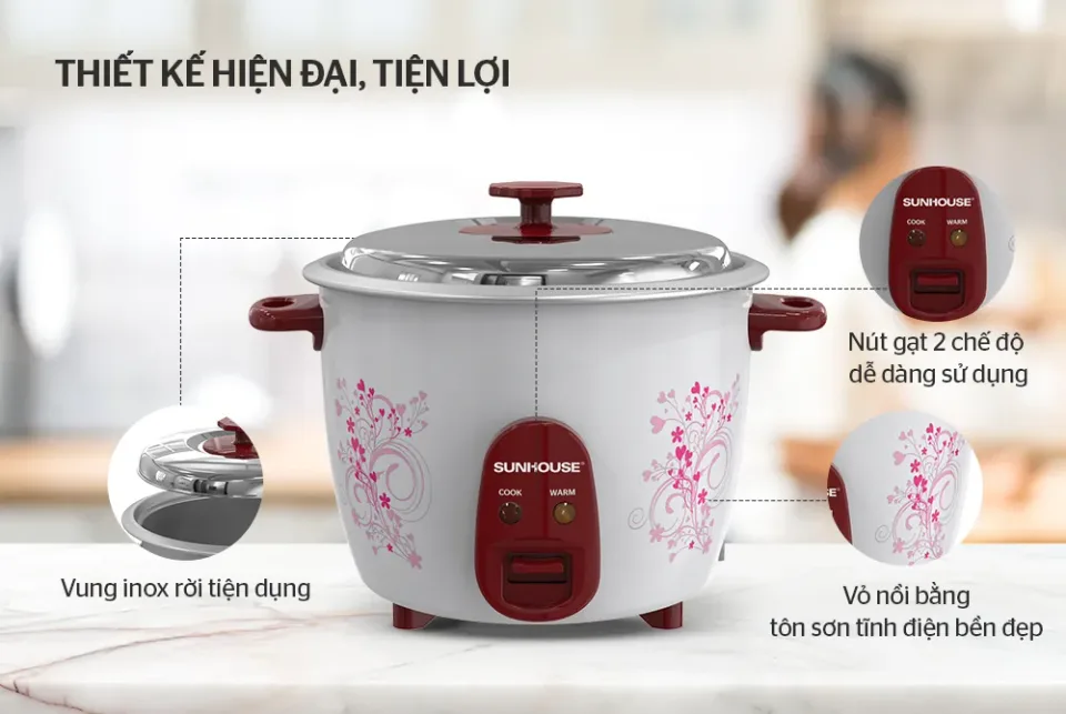 Nồi cơm điện nắp rời 2.8l SUNHOUSE SHD8138 5