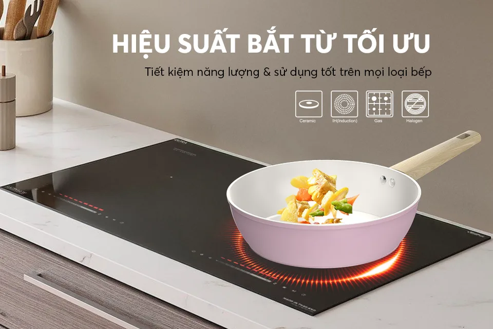 Chảo phủ sứ Nano đáy từ SUNHOUSE Healthy SHG24MP 9