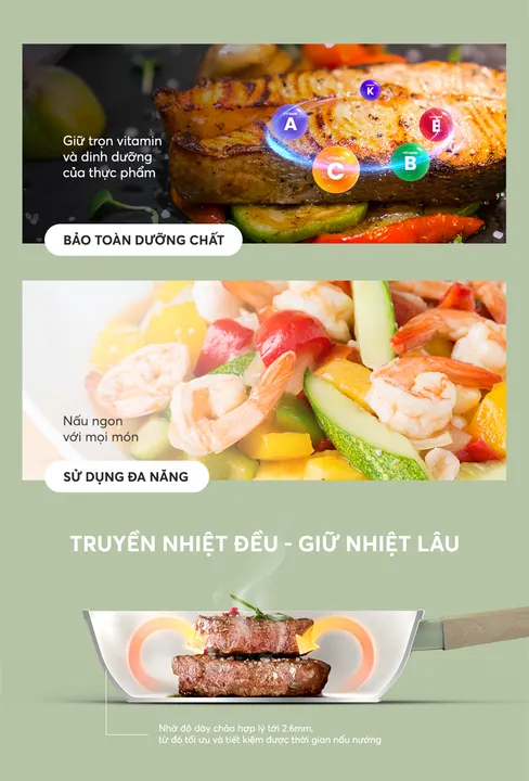 Chảo phủ sứ Nano đáy từ SUNHOUSE Healthy SHG24MT1