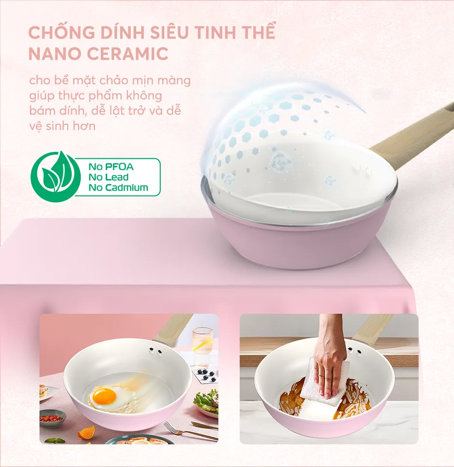 Chảo phủ sứ Nano đáy từ SUNHOUSE Healthy SHG26MP 7
