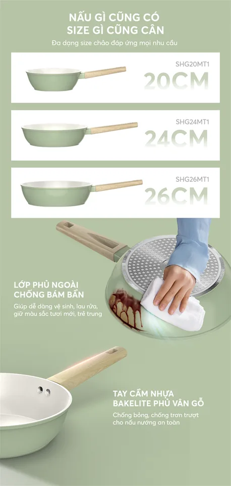 Chảo phủ sứ Nano đáy từ SUNHOUSE Healthy SHG26MT1 5