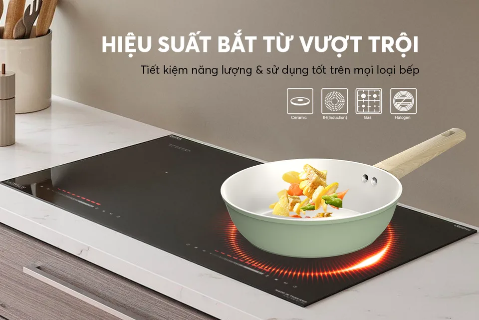 Chảo phủ sứ Nano đáy từ SUNHOUSE Healthy SHG26MT1 8