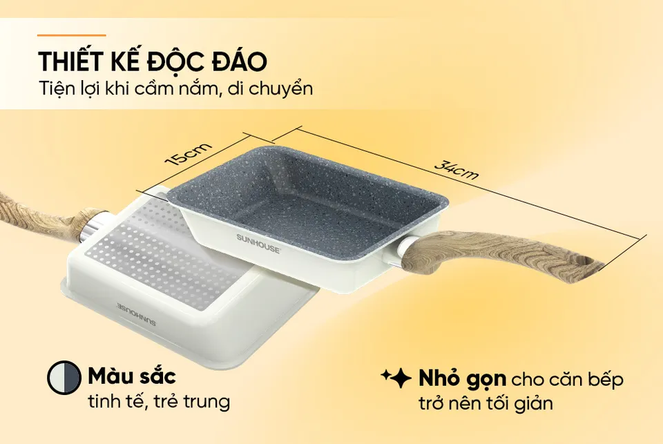 Chảo chống dính chiên trứng đáy từ SUNHOUSE SHM18V