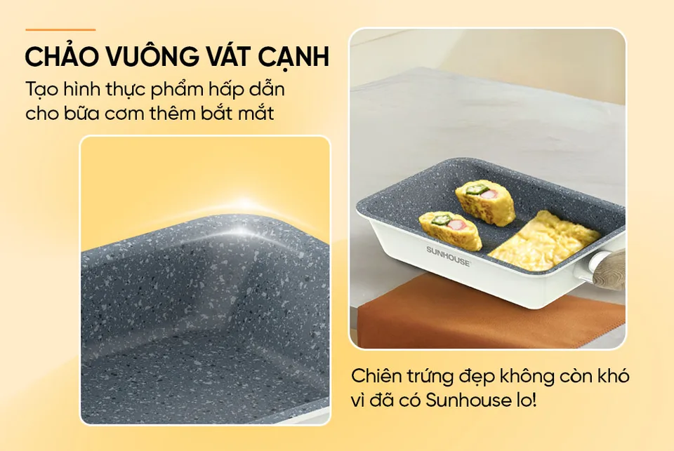 Chảo chống dính chiên trứng đáy từ SUNHOUSE SHM18V 8