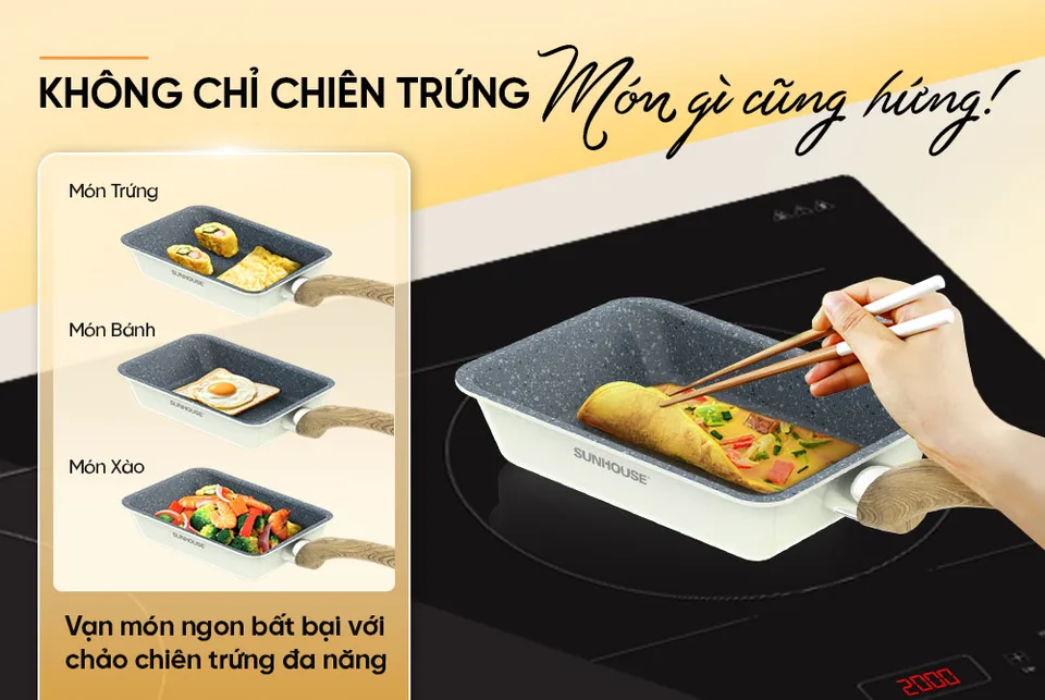 Chảo chống dính chiên trứng đáy từ SUNHOUSE SHM18V 9