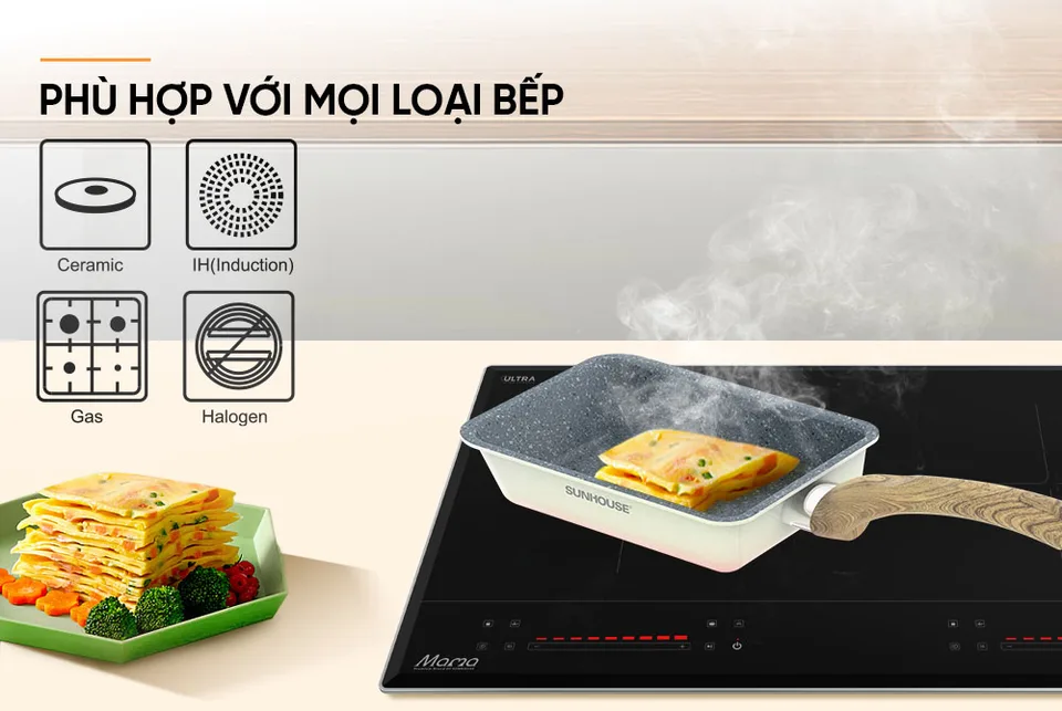 Chảo chống dính chiên trứng đáy từ SUNHOUSE SHM18V 11