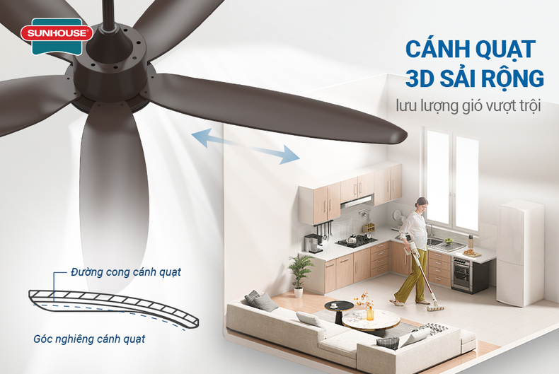 Bạn cần chọn kích thước sải cánh phù hợp khi mua quạt trần cổ ngắn