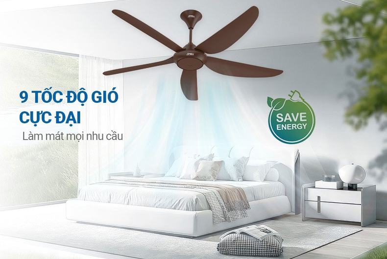 Quạt 5 cánh tạo ra luồng gió tản đều, êm và dịu nhẹ hơn quạt 3 cánh