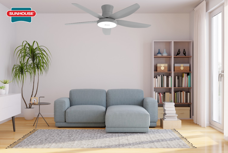 Quạt trần SUNHOUSE APEX APF7685G trong không gian nhà chung cư