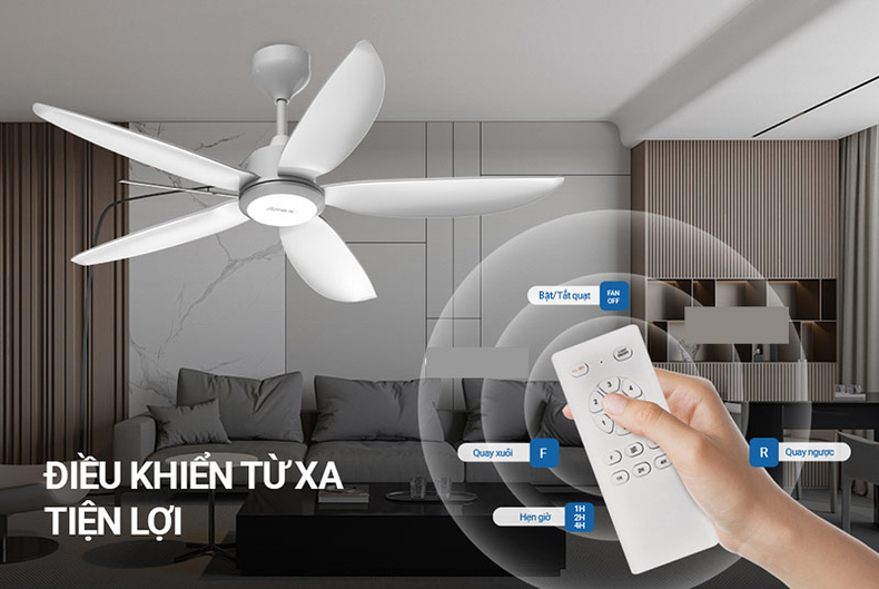 Sử dụng điều khiển để đảo chiều quay quạt trần tiện lợi.