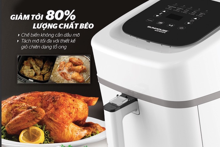 Gà nướng bằng nồi chiên không giòn có lớp da vàng giòn, thịt bên trong mềm, thơm, thấm đều gia vị