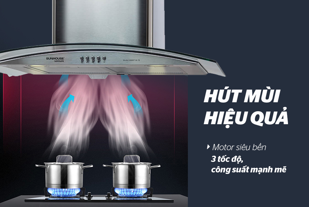 Máy hút mùi kính cong