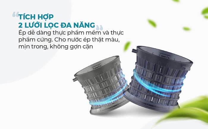 Máy ép chậm nghiền nát rau củ, vắt kiệt nước, tạo ra lượng nước ép nhiều hơn 30% so với các loại máy ép khác