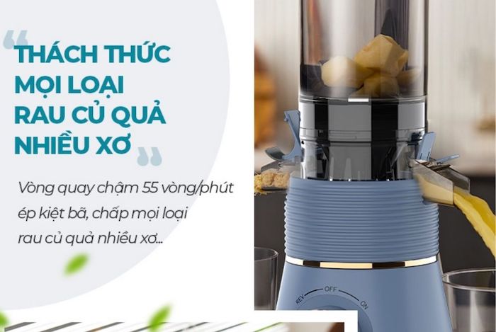 Máy ép chậm có khả năng ép được đa dạng các loại hoa quả, các loại hạt, thực phẩm nhiều xơ
