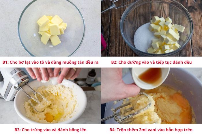 Bạn có thể sử dụng cây đánh trứng bằng tay hoặc máy đánh trứng để trộn hỗn hợp nhanh và đều hơn.