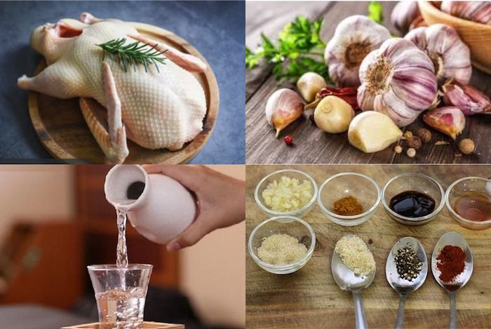 Một số nguyên liệu cần chuẩn bị để nấu món vịt cháy tỏi bằng nồi chiên không dầu