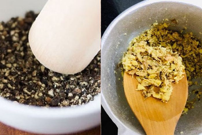 Một số gia vị không thể thiếu của món vịt nướng riềng mẻ bằng nồi chiên không dầu như riềng, tiêu giã nát,..
