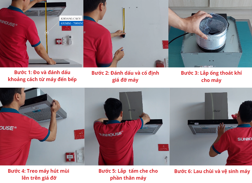 Lắp máy hút mùi áp tường