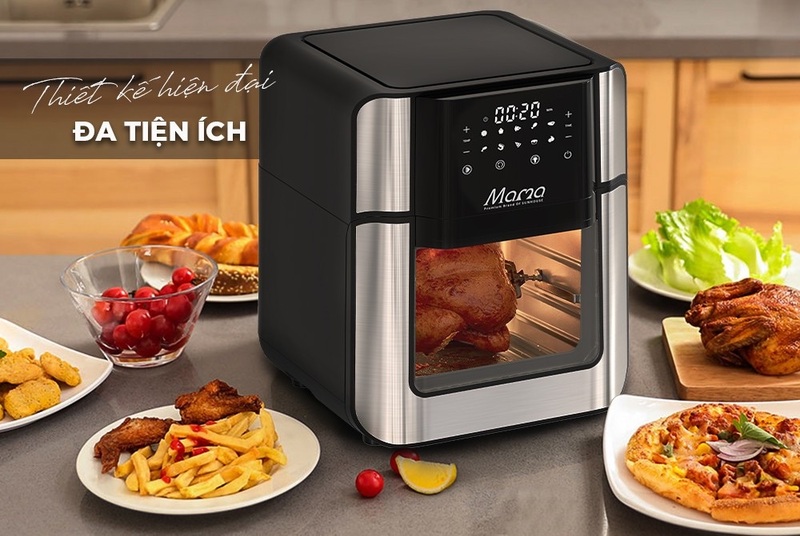 Cửa sổ khoang chiên giúp dễ dàng quan sát bên trong nồi khi thực hiện nướng