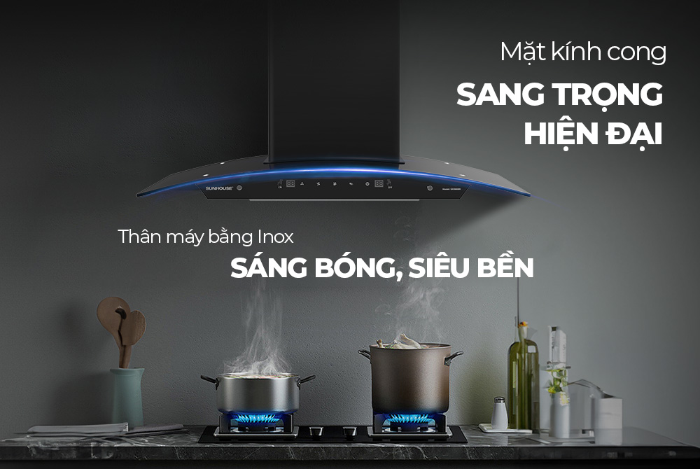 Máy hút mùi kính cong