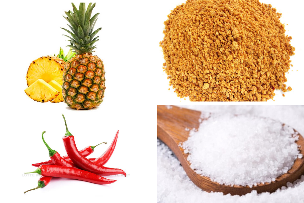 Nguyên liệu cần chuẩn bị để làm dứa sấy muối ớt