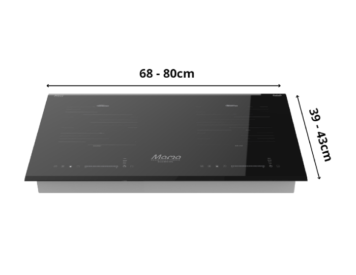 Kích thước chiều rộng của bếp từ đôi âm phổ biến ở khoảng 39 - 43cm