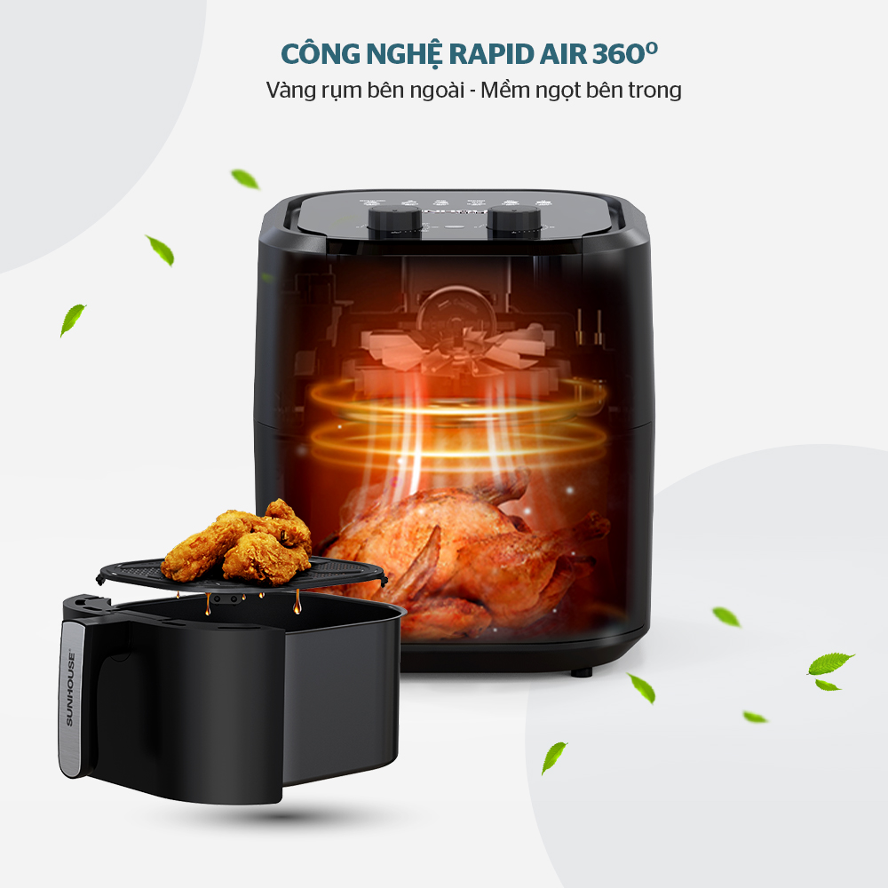 Hạn chế tối đa dầu mỡ, an toàn cho sức khỏe, đồng thời đảm bảo thức ăn ngon mềm bên trong