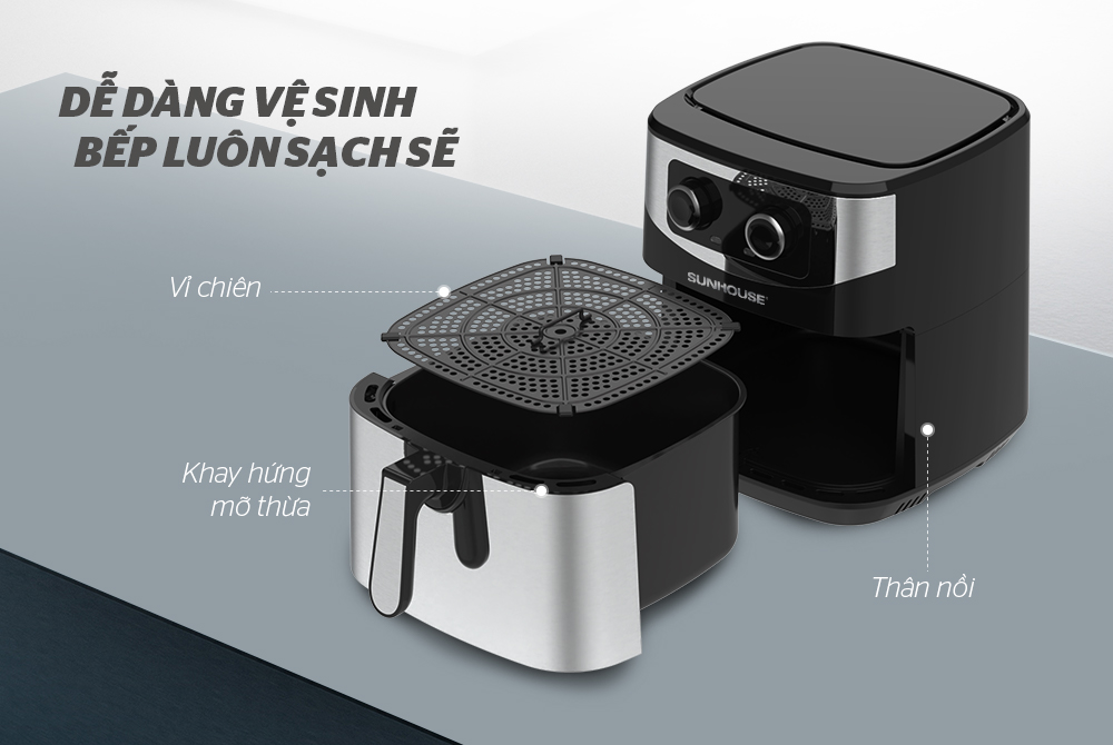 Nồi chiên không dầu dễ dàng vệ sinh nhanh chóng