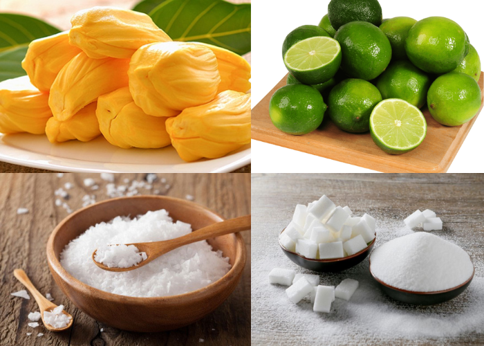 Nguyên liệu đi kèm khi thực hiện món mít sấy bằng nồi chiên không dầu