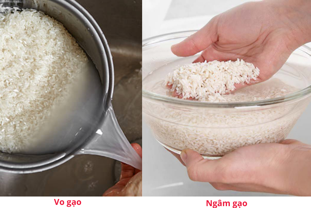 Sơ chế gạo đơn giản chỉ với 2 bước: vo gạo và ngâm gạo