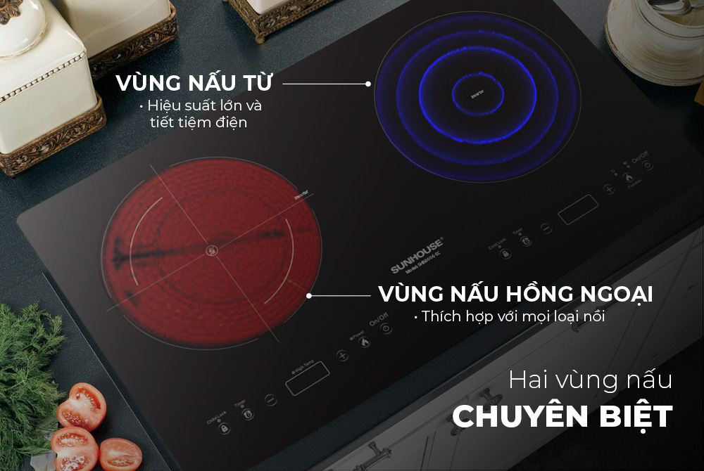 Bếp điện kết hợp từ và hồng ngoại