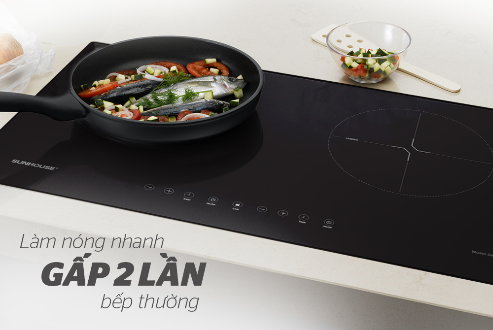 Bếp điện từ có công suất cao nên tốc độ nấu cũng nhanh hơn so với bếp điện quang