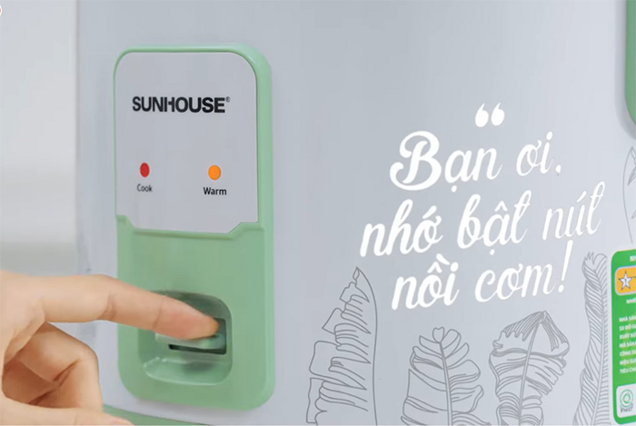 Nồi cơm điện tử SUNHOUSE có hai chế độ nấu cháo nguyên hạt và nấu cháo nhừ.