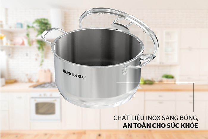 Bếp điện xài nồi gì? Nồi có chất liệu inox cao cấp sáng bóng, bắt từ nhanh và dễ dàng vệ sinh