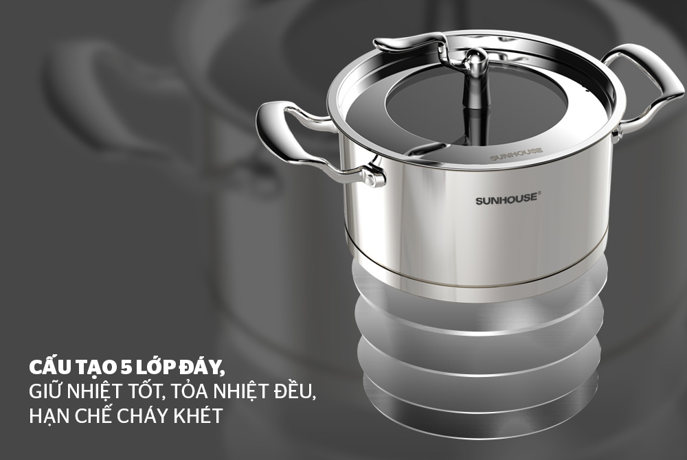 Nên sử dụng nồi từ 3 lớp đáy để hạn chế tình trạng cong vênh, cháy khét trong quá trình sử dụng