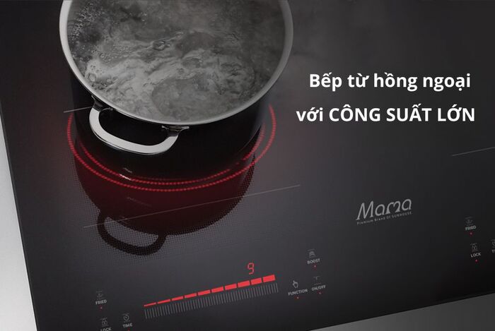 Bếp từ hồng ngoại hoạt động với công suất lớn