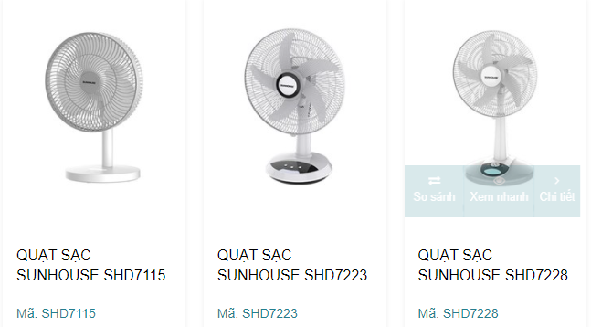 các loại quạt tích điện mới nhất hiện nay