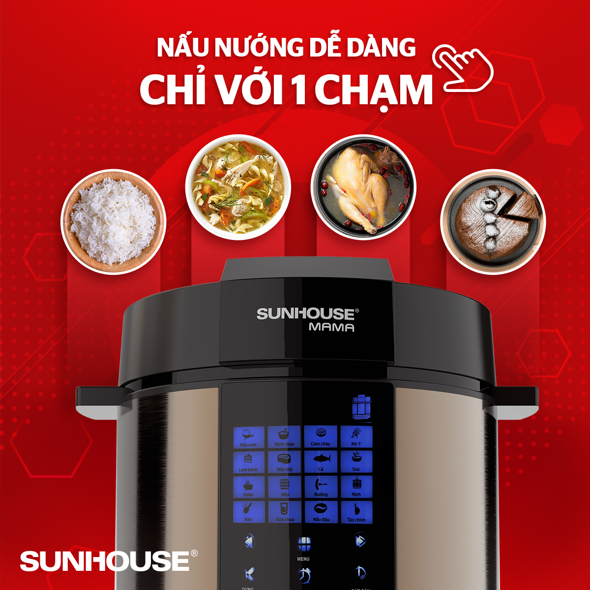 Nếm thử vị ngon 3 miền trong bữa cơm nhà làm mang vị nhà hàng cùng nồi áp suất điện từ SUNHOUSE 1