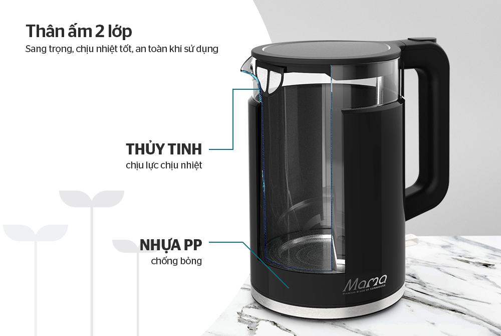 ẤM SIÊU TỐC THỦY TINH 1.7L SUNHOUSE MAMA SHD1330 3